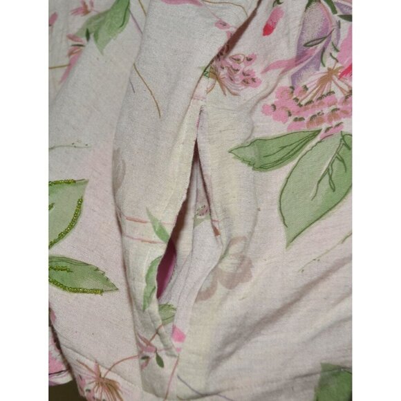 Vintage Beaded Floral Jacket & Matching Handbag Purse Cotton/Flax Plus Size 1X - Picture 9 of 16